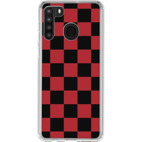 Red and Black Checkerboard Galaxy A21 Clear Case