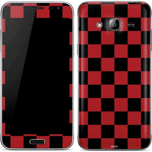 Red and Black Checkerboard Galaxy J3 Skin