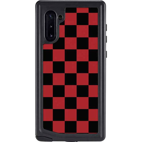 Red and Black Checkerboard Galaxy Note 10 Waterproof Case