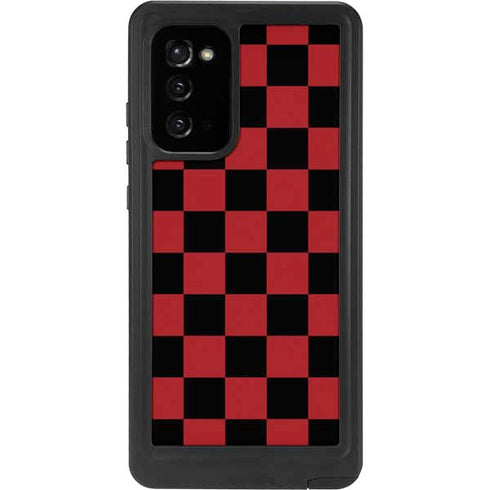 Red and Black Checkerboard Galaxy Note20 5G Waterproof Case