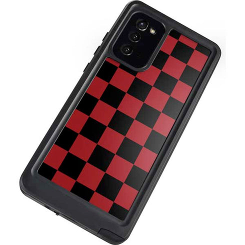 Red and Black Checkerboard Galaxy Note20 5G Waterproof Case