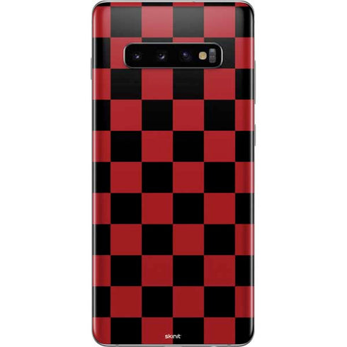 Red and Black Checkerboard Galaxy S10 Plus Skin