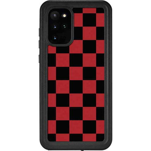 Red and Black Checkerboard Galaxy S20 Plus Waterproof Case
