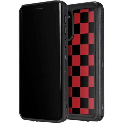 Red and Black Checkerboard Galaxy S20 Plus Waterproof Case