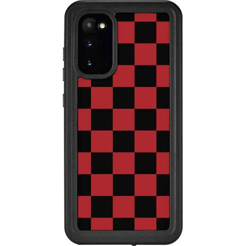 Red and Black Checkerboard Galaxy S20 Waterproof Case