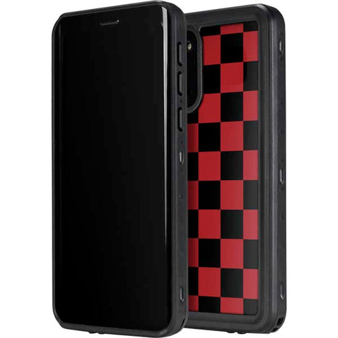 Red and Black Checkerboard Galaxy S20 Waterproof Case