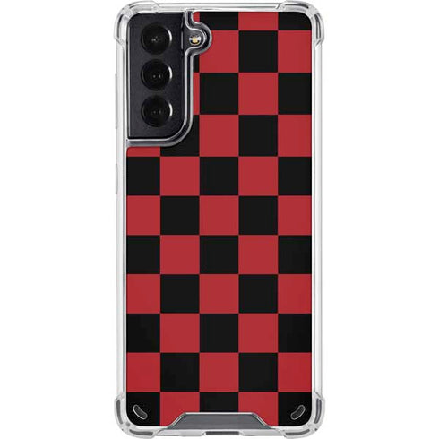 Red and Black Checkerboard Galaxy S21 5G Clear Case