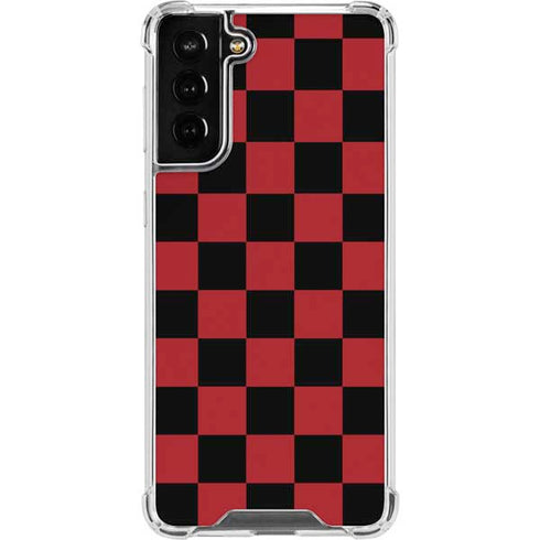 Red and Black Checkerboard Galaxy S21 FE Clear Case