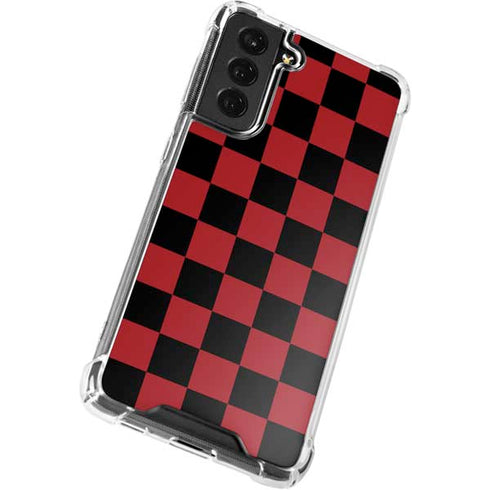 Red and Black Checkerboard Galaxy S21 FE Clear Case