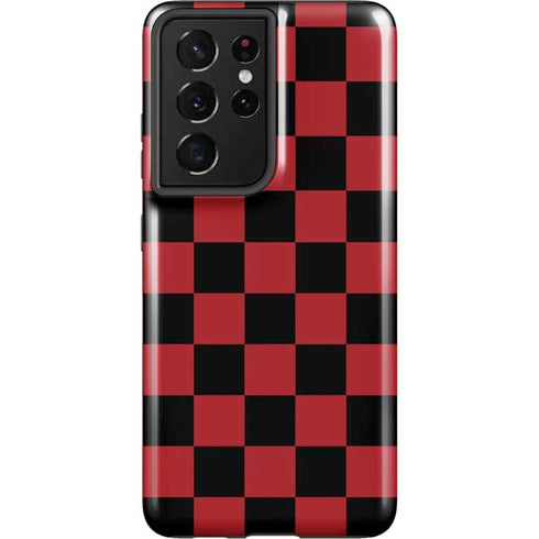 Red and Black Checkerboard Galaxy S21 Ultra 5G Pro Case