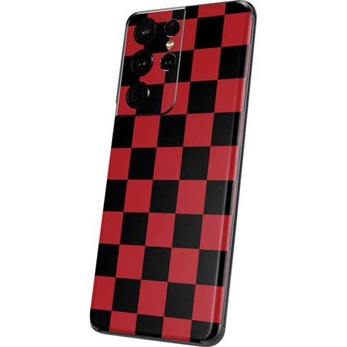 Red and Black Checkerboard Galaxy S21 Ultra 5G Skin
