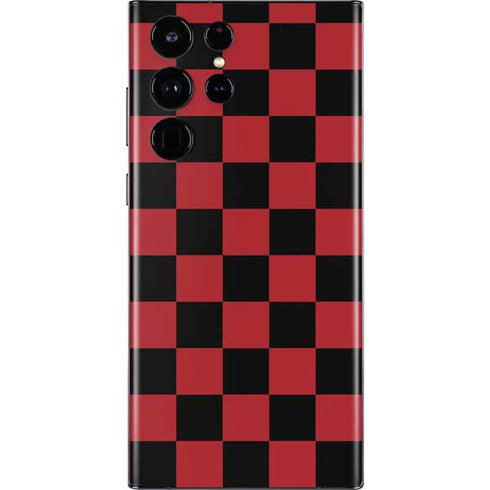 Red and Black Checkerboard Galaxy S22 Ultra Skin