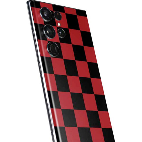 Red and Black Checkerboard Galaxy S22 Ultra Skin