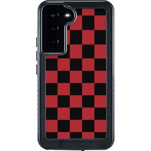 Red and Black Checkerboard Galaxy S23 Plus Waterproof Case