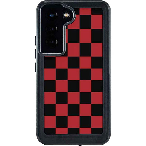 Red and Black Checkerboard Galaxy S23 Waterproof Case