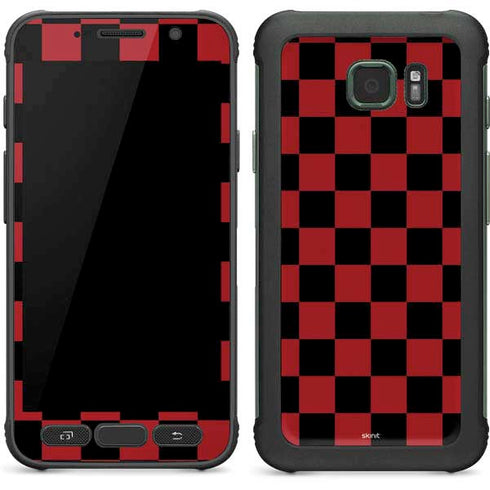Red and Black Checkerboard Galaxy S7 Active Skin