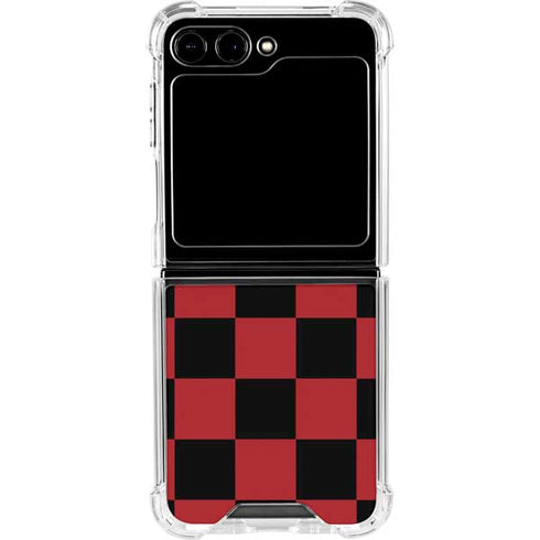 Red and Black Checkerboard Galaxy Z Flip5 5G Clear Case