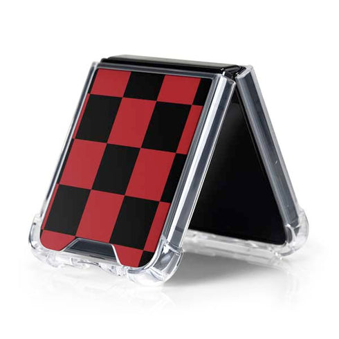 Red and Black Checkerboard Galaxy Z Flip5 5G Clear Case
