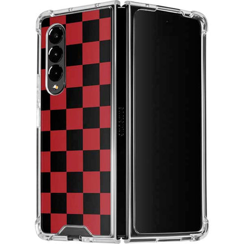 Red and Black Checkerboard Galaxy Z Fold4 5G Clear Case