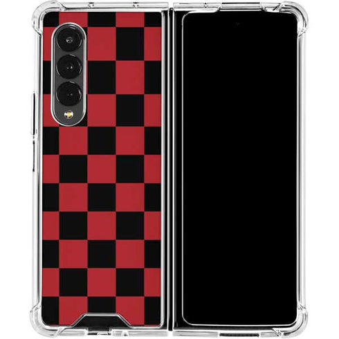 Red and Black Checkerboard Galaxy Z Fold4 5G Clear Case