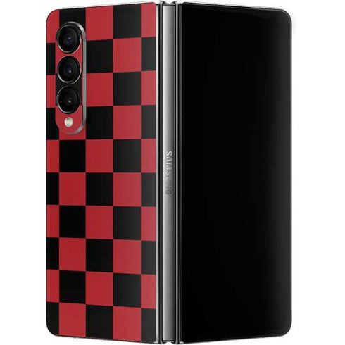 Red and Black Checkerboard Galaxy Z Fold4 5G Skin
