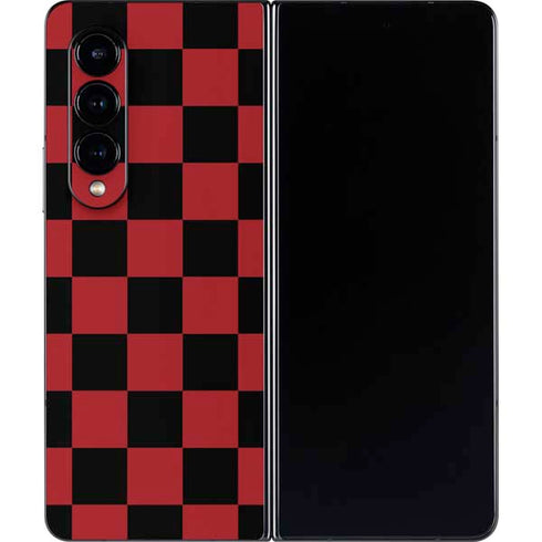Red and Black Checkerboard Galaxy Z Fold4 5G Skin