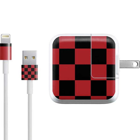 Red and Black Checkerboard iPad Charger (10W USB) Skin