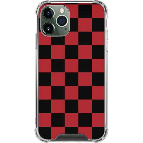 Red and Black Checkerboard iPhone 11 Pro Max Clear Case