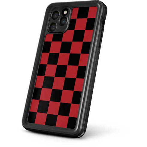 Red and Black Checkerboard iPhone 11 Pro Waterproof Case
