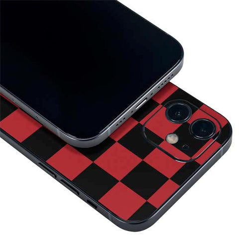 Red and Black Checkerboard iPhone 12 Mini Skin
