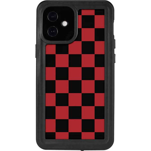Red and Black Checkerboard iPhone 12 Mini Waterproof Case