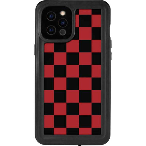 Red and Black Checkerboard iPhone 12 Pro Max Waterproof Case