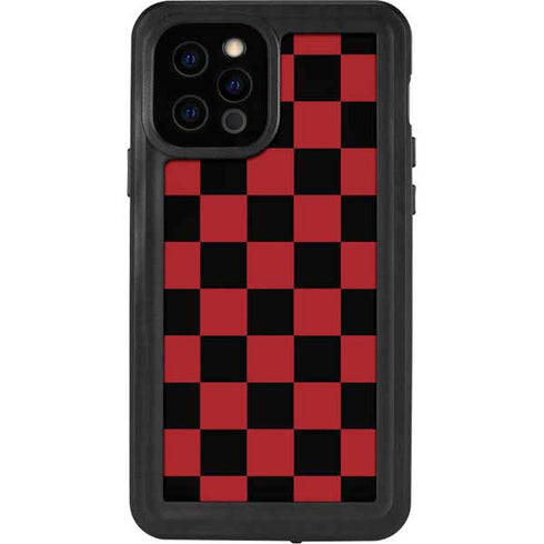 Red and Black Checkerboard iPhone 12 Pro Waterproof Case