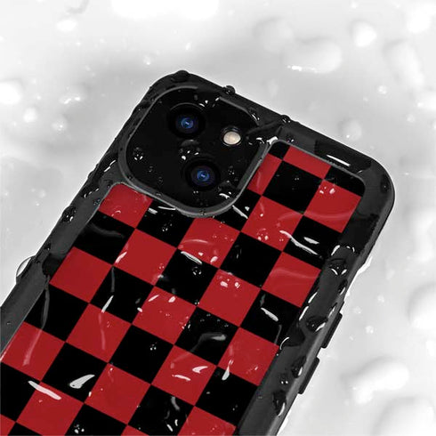 Red and Black Checkerboard iPhone 13 Mini Waterproof Case
