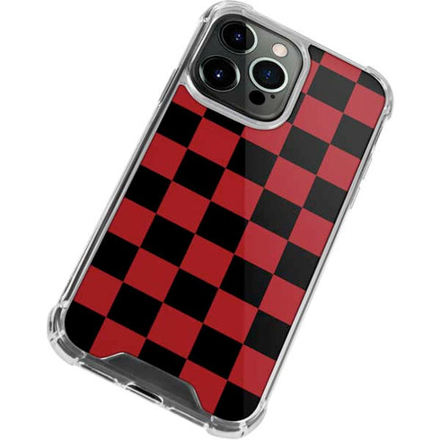 Red and Black Checkerboard iPhone 15 Pro Clear Case