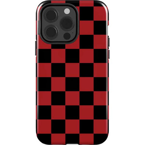 Red and Black Checkerboard iPhone 15 Pro Impact Case