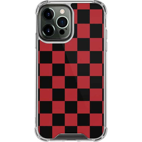 Red and Black Checkerboard iPhone 14 Pro Max Clear Case
