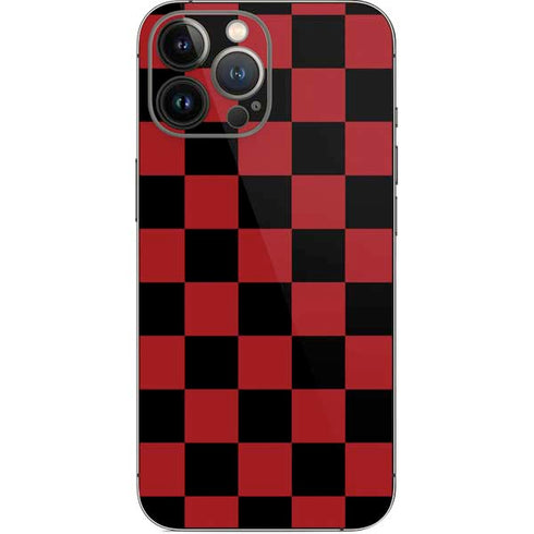 Red and Black Checkerboard iPhone 14 Pro Max Skin