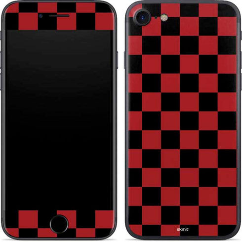 Red and Black Checkerboard iPhone 8 Skin