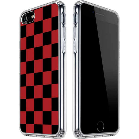 Red and Black Checkerboard iPhone SE (2nd & 3rd Gen) Clear Case