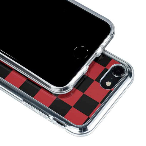Red and Black Checkerboard iPhone SE (2nd & 3rd Gen) Clear Case