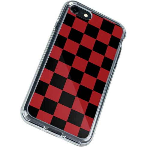 Red and Black Checkerboard iPhone SE (2nd & 3rd Gen) Clear Case