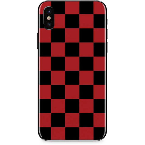 Red and Black Checkerboard iPhone X Skin