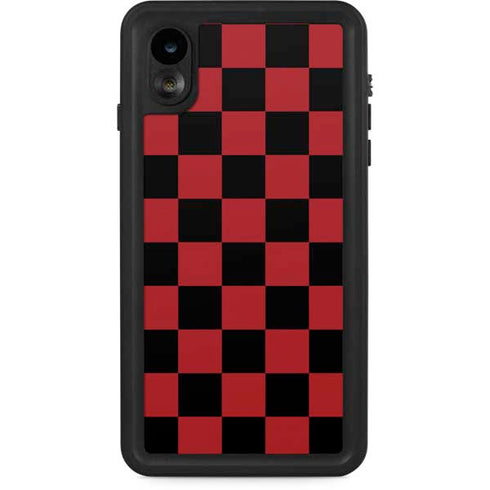 Red and Black Checkerboard iPhone XR Waterproof Case