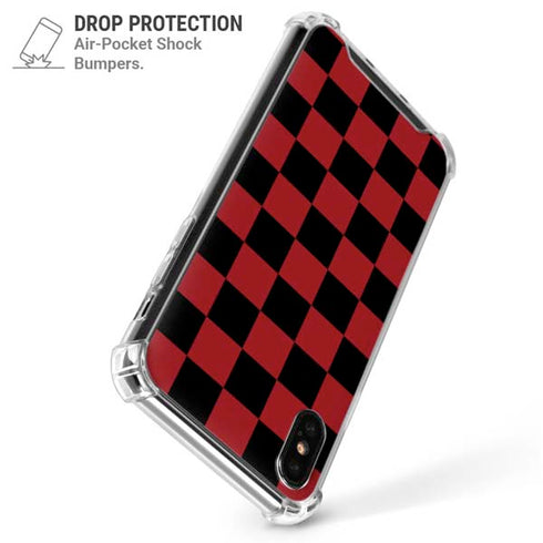 Red and Black Checkerboard iPhone XS Max Clear Case