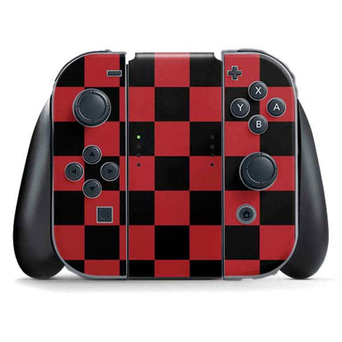 Red and Black Checkerboard Nintendo Switch (2017-2021) Joy-Con Controller Skin