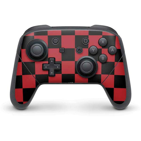 Red and Black Checkerboard Nintendo Switch Pro Controller Skin