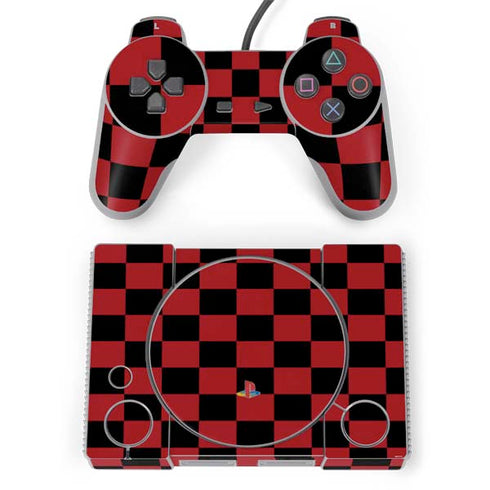 Red and Black Checkerboard PlayStation Classic Bundle Skin