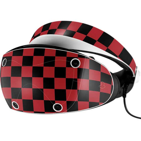 Red and Black Checkerboard PlayStation VR2 Skin