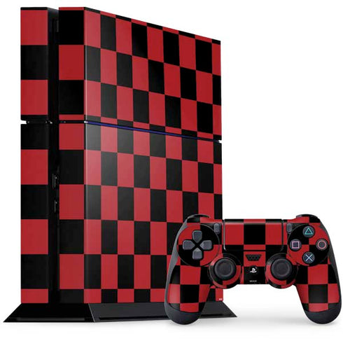 Red and Black Checkerboard PS4 Console and Controller Bundle Skin